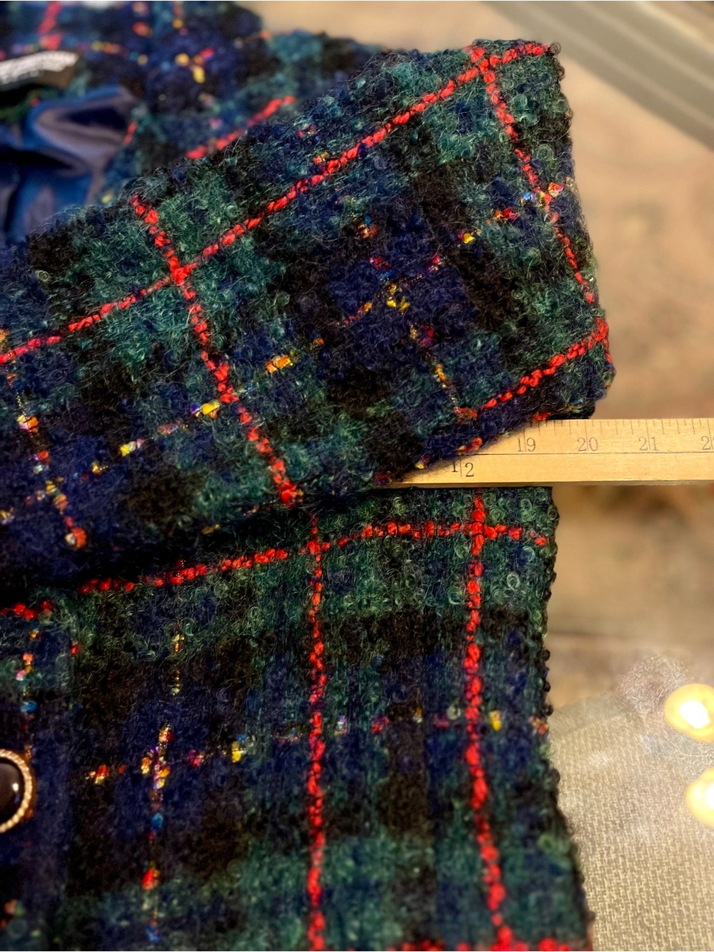 Vintage 80s Plaid Wool Cropped Blazer ILGWU USA Preppy Academia 10 - Picture 9 of 11